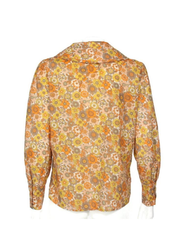 La Veste Wide Collar Warm Floral Long Sleeve Puffed Shoulder Blouse Sz M /112 — image 4 of 6